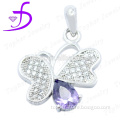 Wholesale 925 Silver Diamond Jewelry butterfly shape Pendant with Amethyst stone